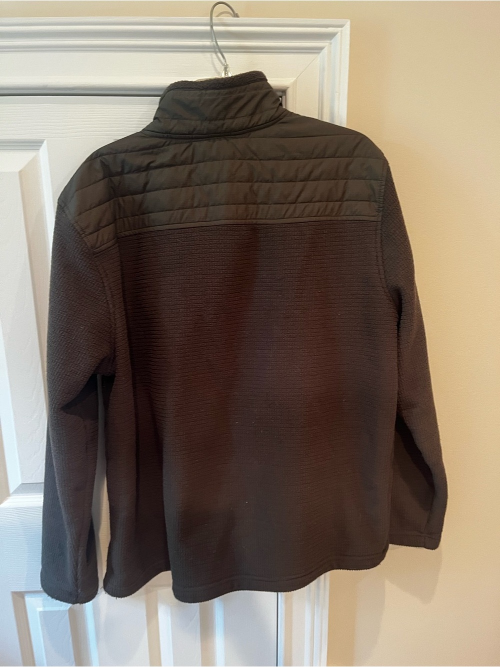 Men's Quilted Fleece Jacket - Dark Green - Picture 4 of 5